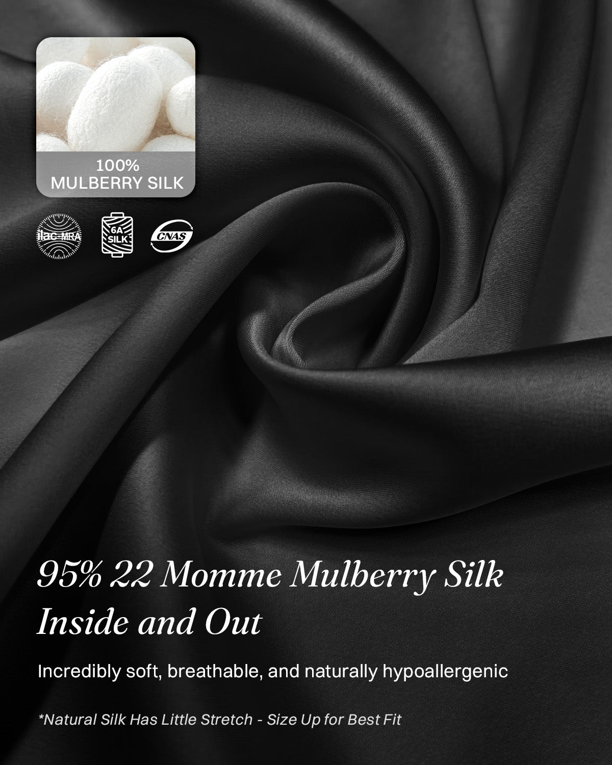 BRA18 détail du tissu en soie de mûrier 22 mommes noire | FEELITS