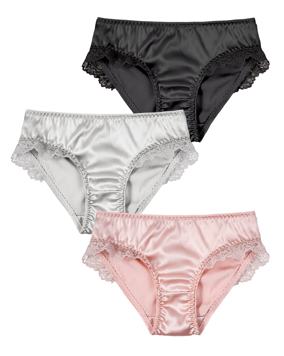 FEELITS SPA43 Silk Low-Rise Lace Trim Briefs – 100% 6A Mulberry Silk, Soft & Breathable - FEELITS