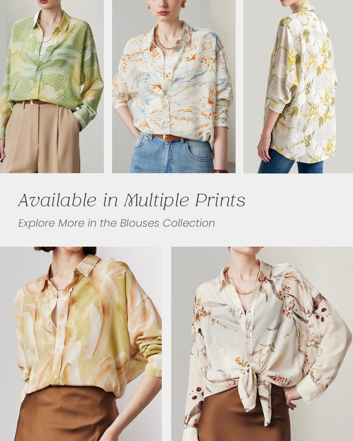FEELITS JS01 White Florals Mulberry Silk Blouse – 19 Momme Floral Print Lapel Shirt - FEELITS