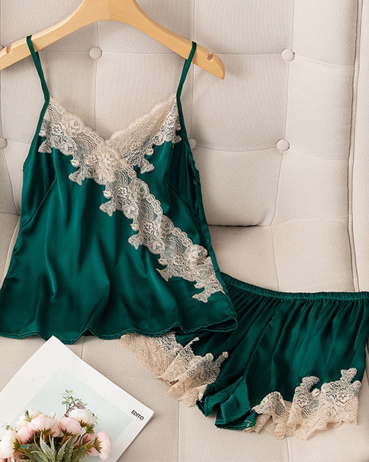 FEELITS PA09 Mulberry Silk Lace Cami & Shorts Set – Elegant Bridal, Honeymoon & Everyday Loungewear - FEELITS