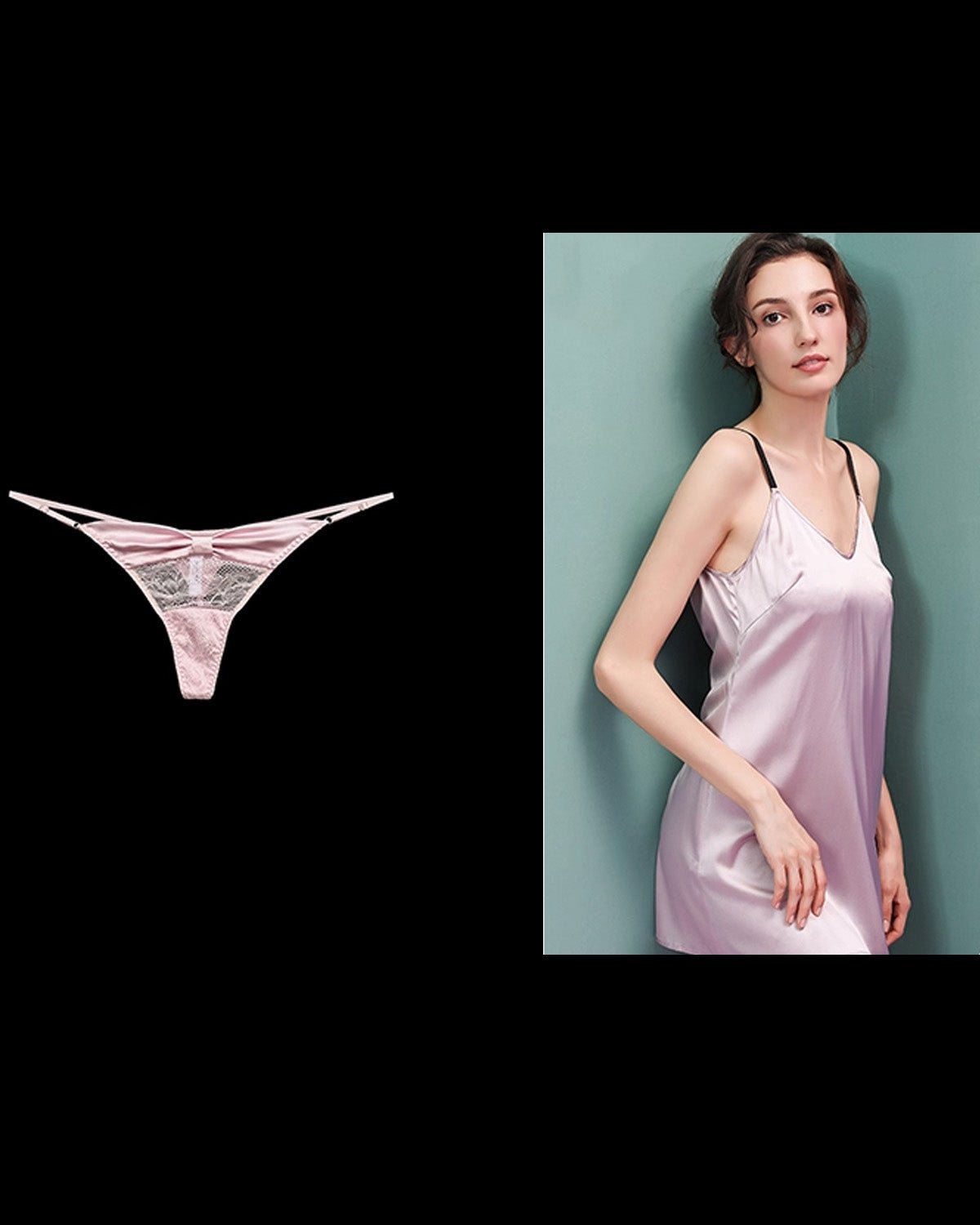 FEELITS SPA52 Mulberry Silk Adjustable Lace-Strap Thong – Low-Rise, Seamless & No-Show Fit - FEELITS