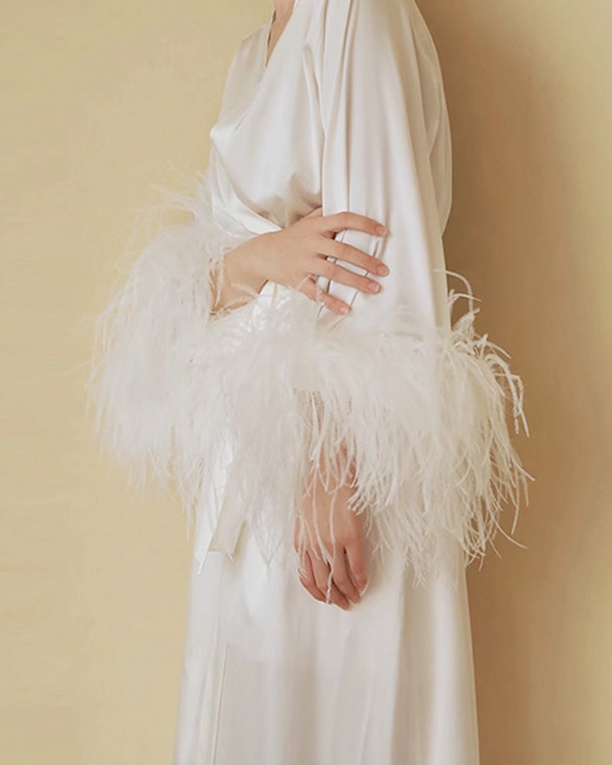 FEELITS PA06 Mulberry Silk Maxi Nightgown & Feather Robe Set – Bridal & Luxury Loungewear - FEELITS