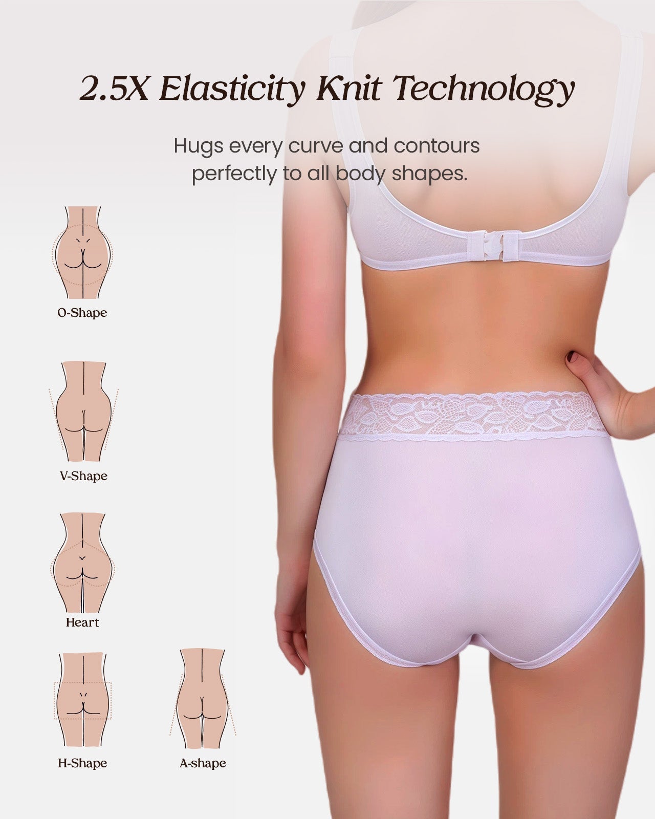 FEELITS KN20 High-Waisted Silk Lace Briefs – 100% 6A Mulberry Silk, Ultra Soft & Breathable - FEELITS