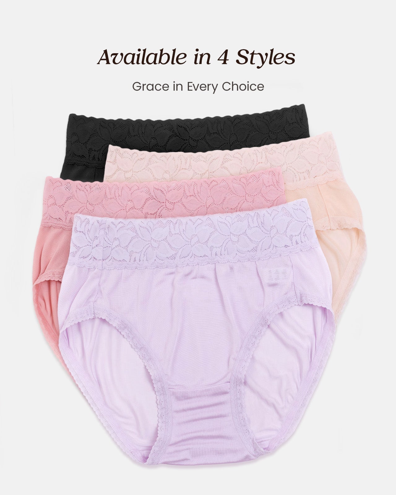 FEELITS KN20 High-Waisted Silk Lace Briefs – 100% 6A Mulberry Silk, Ultra Soft & Breathable - FEELITS