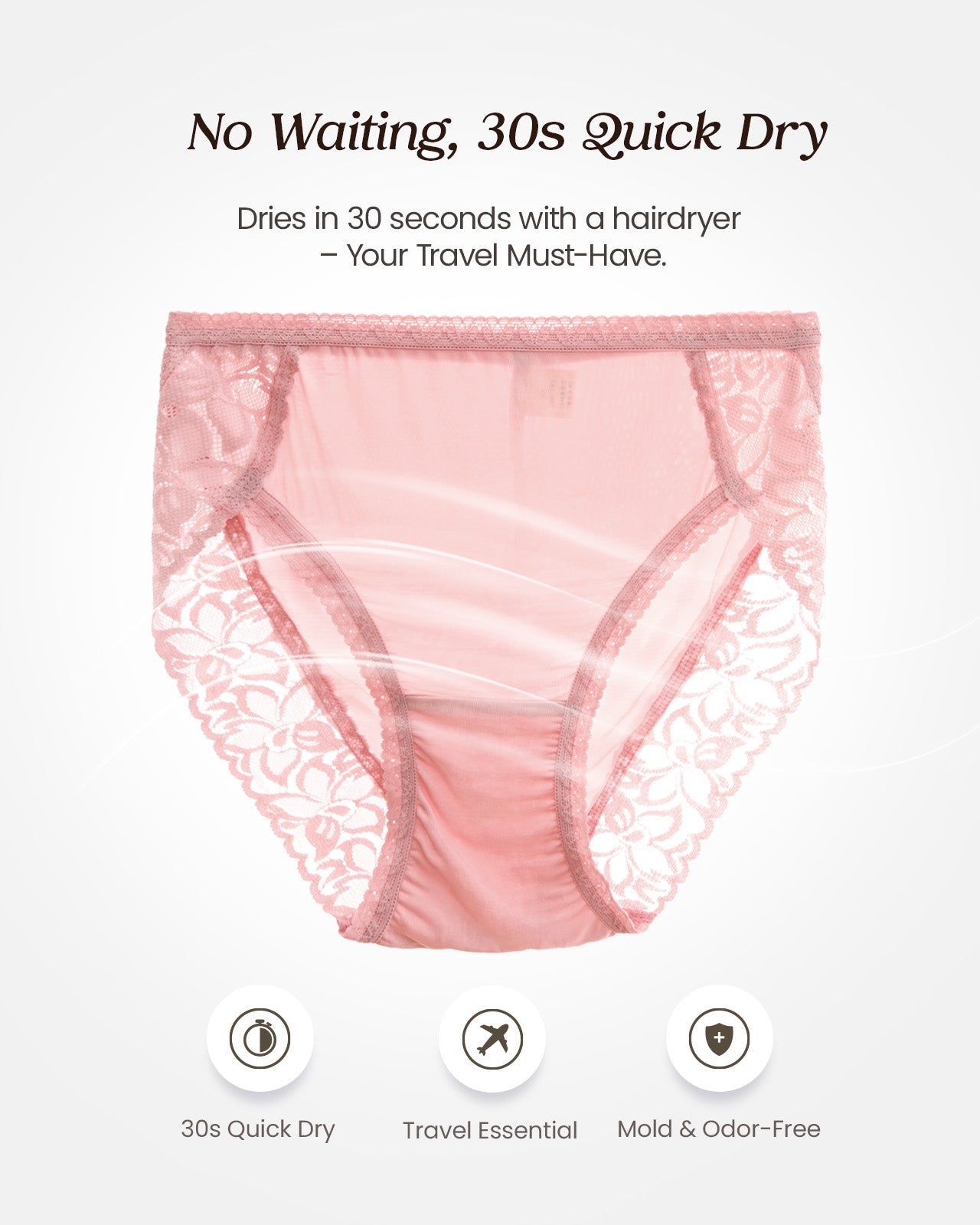 FEELITS KN24 Mid-Rise Silk Lace Hipster Panties – 100% 6A Mulberry Silk, Ultra Soft & Breathable - FEELITS