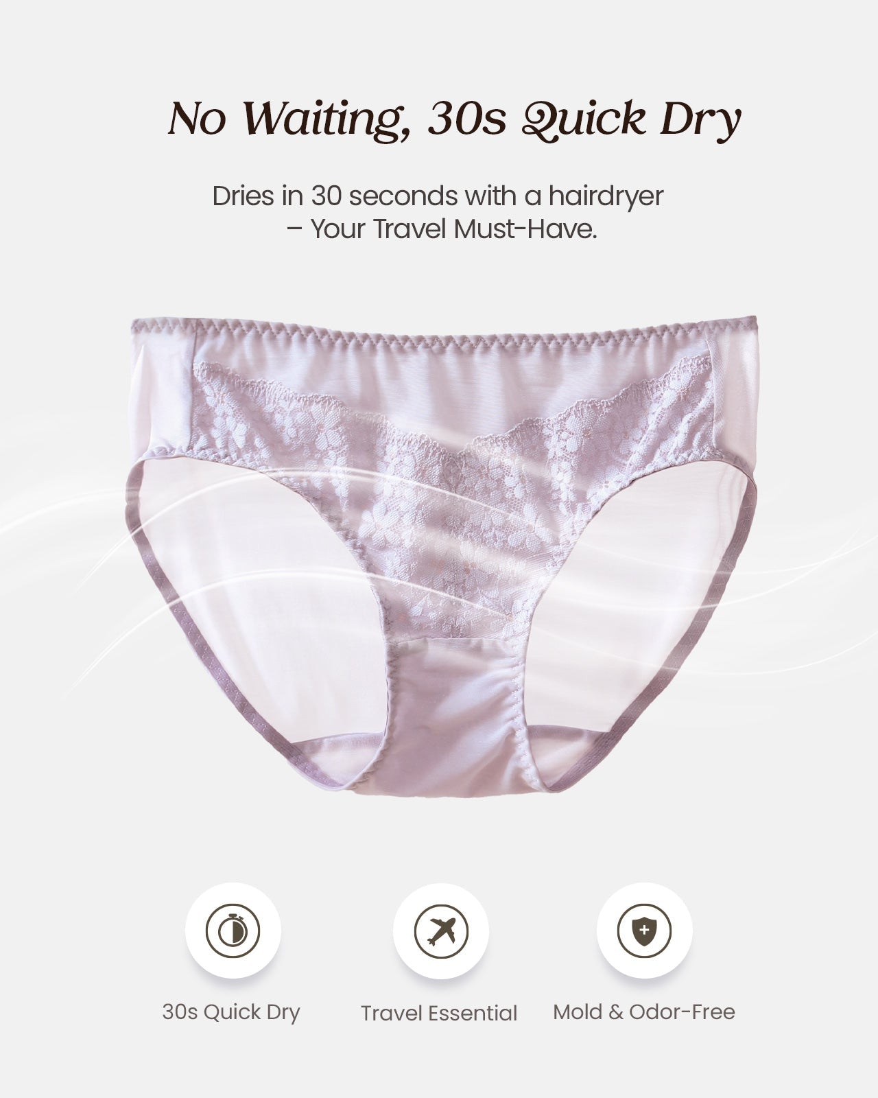 FEELITS KN22 Mulberry Silk Floral Lace Bikini Panties – Ultra-Breathable Hipster Underwear for Women - FEELITS