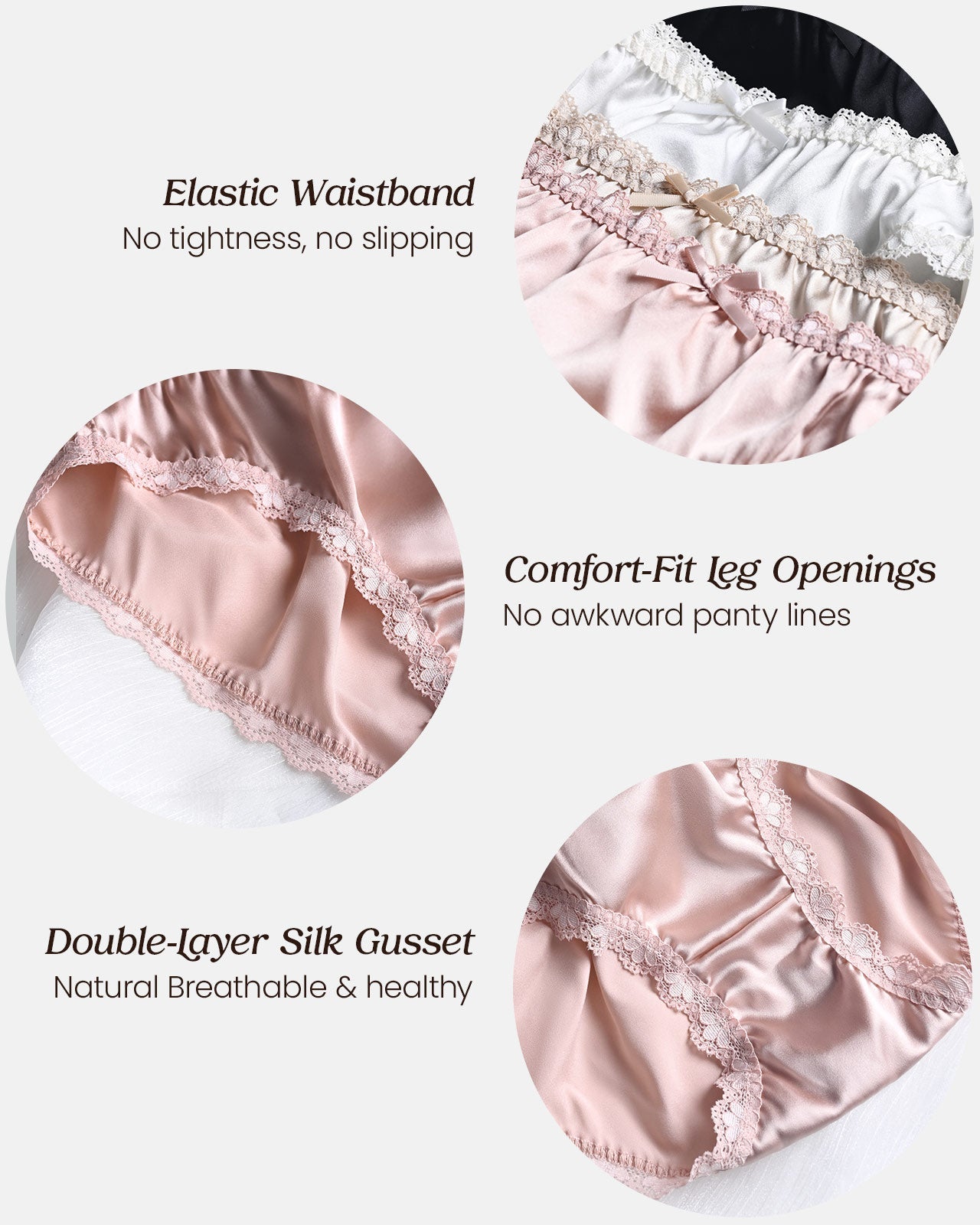 FEELITS KN18 Mid-Rise Bikini Silk Panties – 100% 6A Mulberry Silk, Satin Finish & Breathable - FEELITS