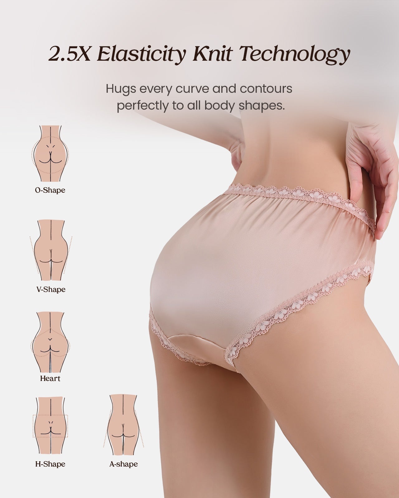 FEELITS KN18 Mid-Rise Bikini Silk Panties – 100% 6A Mulberry Silk, Satin Finish & Breathable - FEELITS