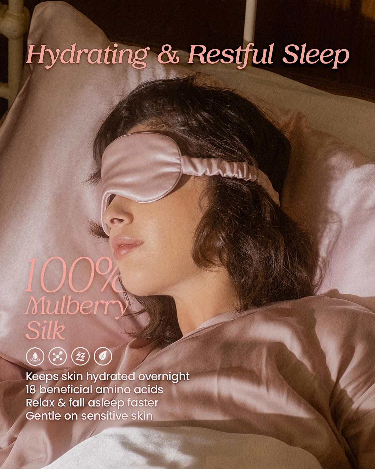 SM01 mulberry silk sleep eye mask silk fabric detail | FEELITS