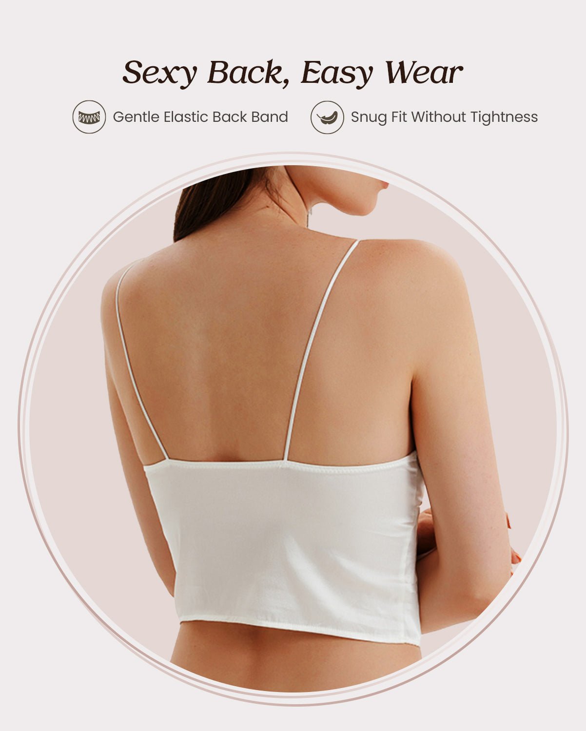 FEELITS BRA03 Silk Bralette Camisole – Wireless Mulberry Silk Satin, Soft & Breathable - FEELITS