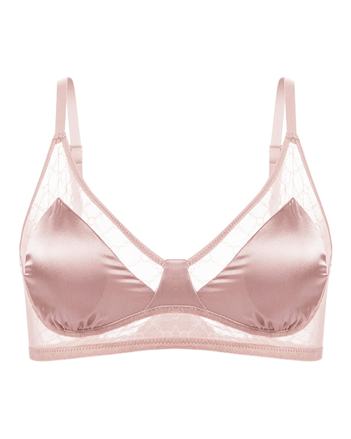 FEELITS BRA06 Silk Lace Triangle Bralette – Wireless Mulberry Silk Satin, Ultra-Breathable & Soft - FEELITS