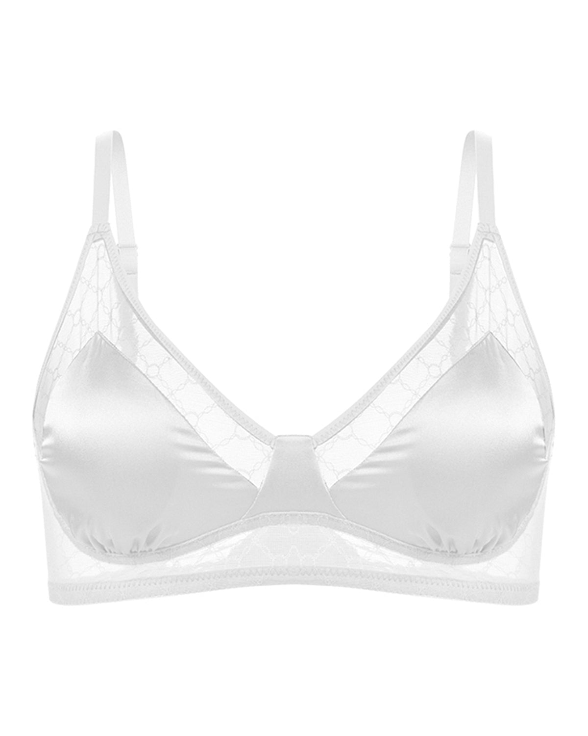 FEELITS BRA06 Silk Lace Triangle Bralette – Wireless Mulberry Silk Satin, Ultra-Breathable & Soft - FEELITS