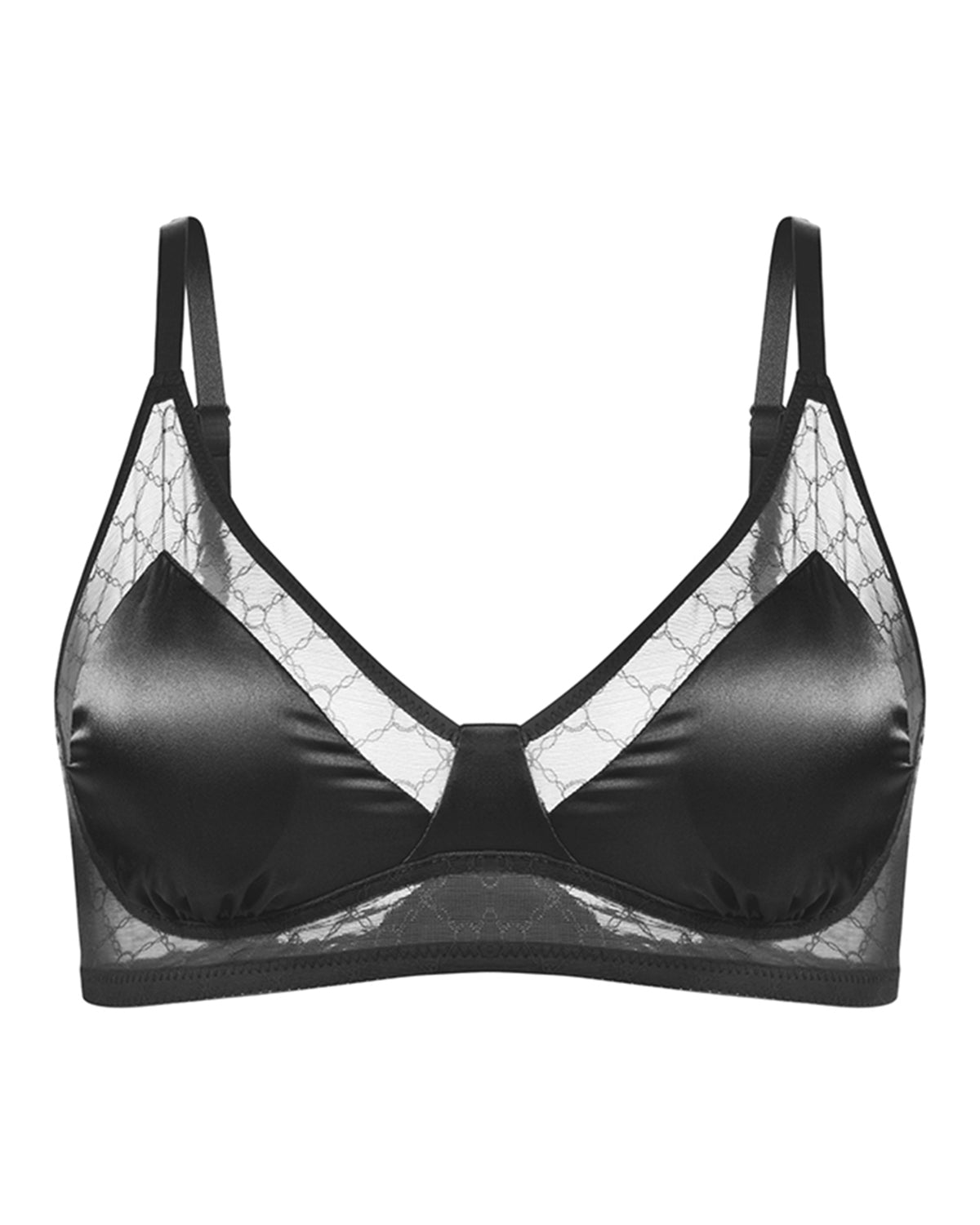 FEELITS BRA06 Silk Lace Triangle Bralette – Wireless Mulberry Silk Satin, Ultra-Breathable & Soft - FEELITS