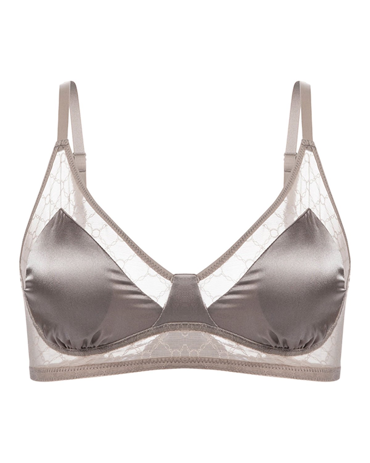 FEELITS BRA06 Silk Lace Triangle Bralette – Wireless Mulberry Silk Satin, Ultra-Breathable & Soft - FEELITS
