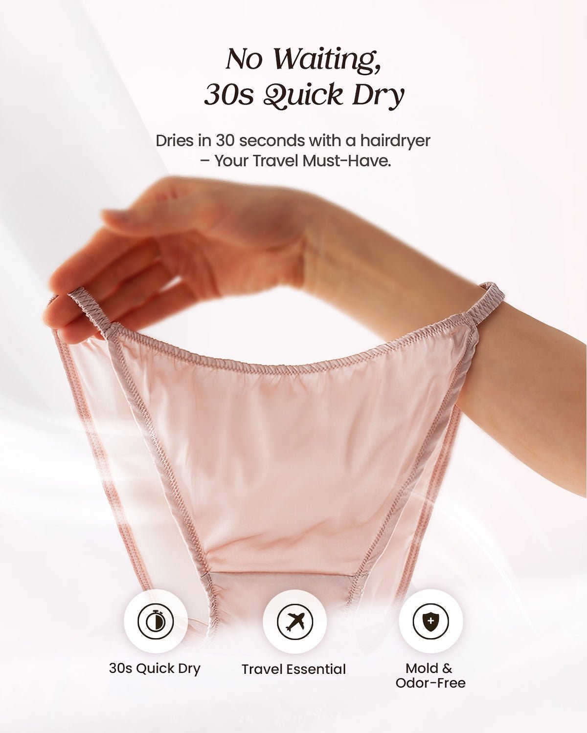 FEELITS KN06 Silk String Bikini Panties – 100% Mulberry Silk, Breathable & Ultra-Soft - FEELITS