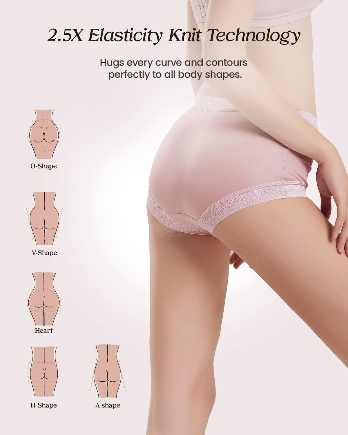 FEELITS KN10 Silk High-Waisted Lace Briefs – 6A Mulberry Silk, Breathable & Moisture-Wicking - FEELITS