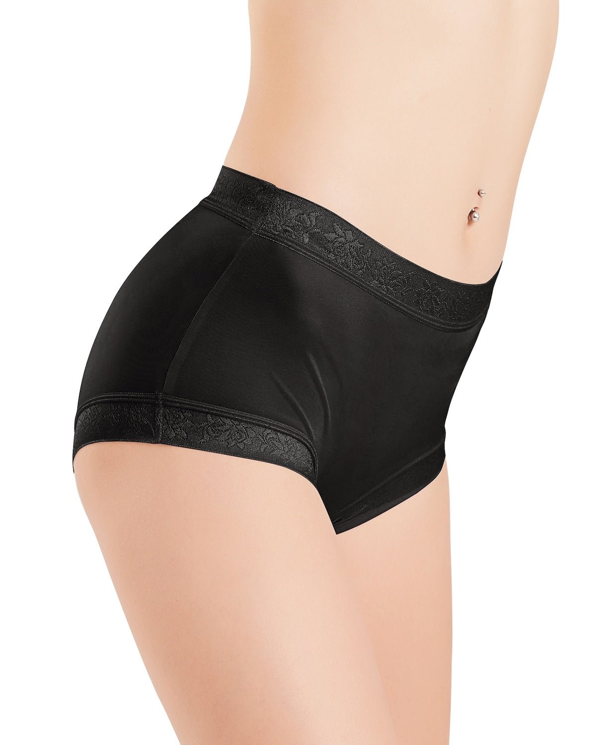 FEELITS KN10 Silk High-Waisted Lace Briefs – 6A Mulberry Silk, Breathable & Moisture-Wicking - FEELITS