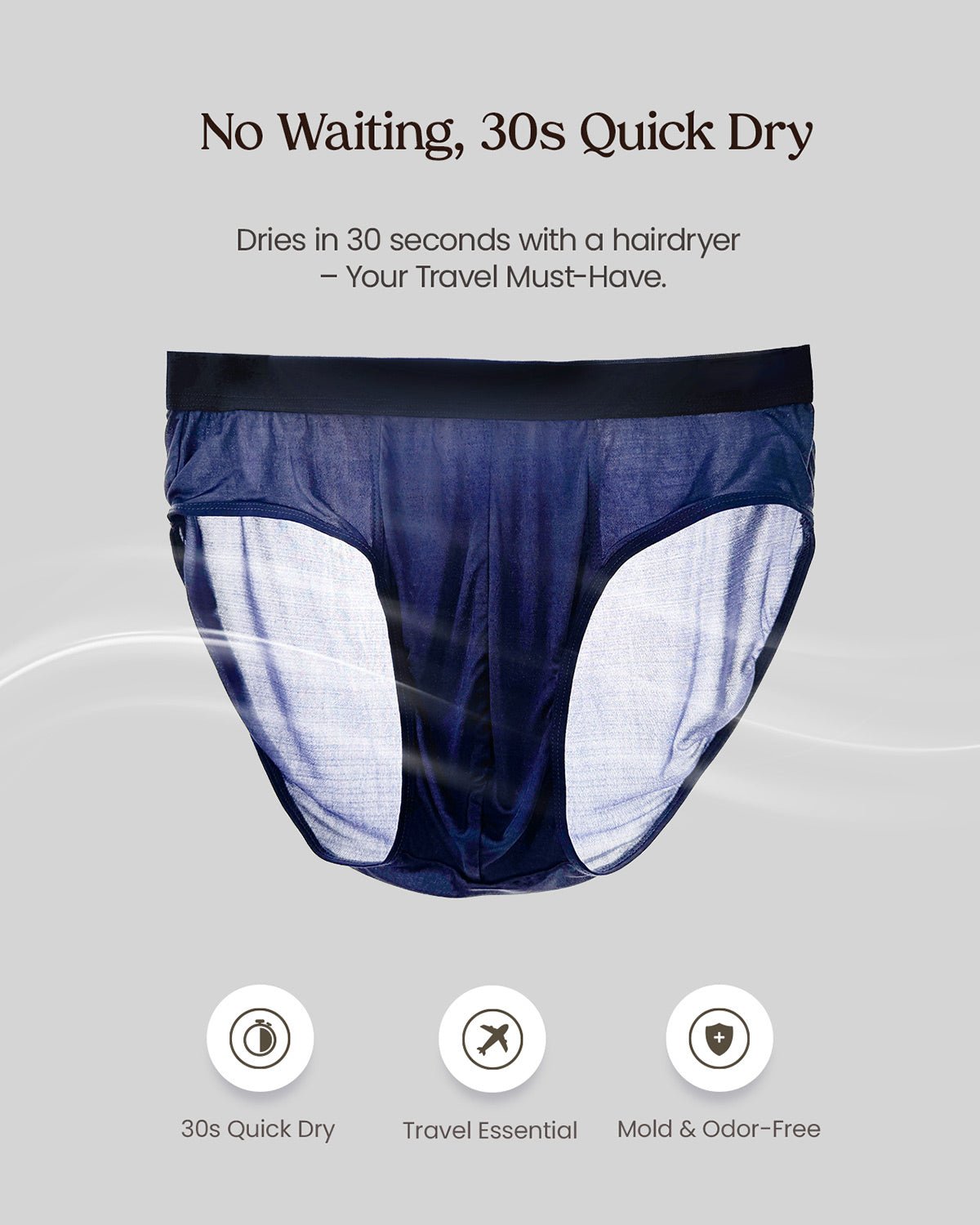 FEELITS KNM01 Men’s Silk Mid-Rise Classic Briefs – 6A Mulberry Silk, Breathable & Supportive - FEELITS