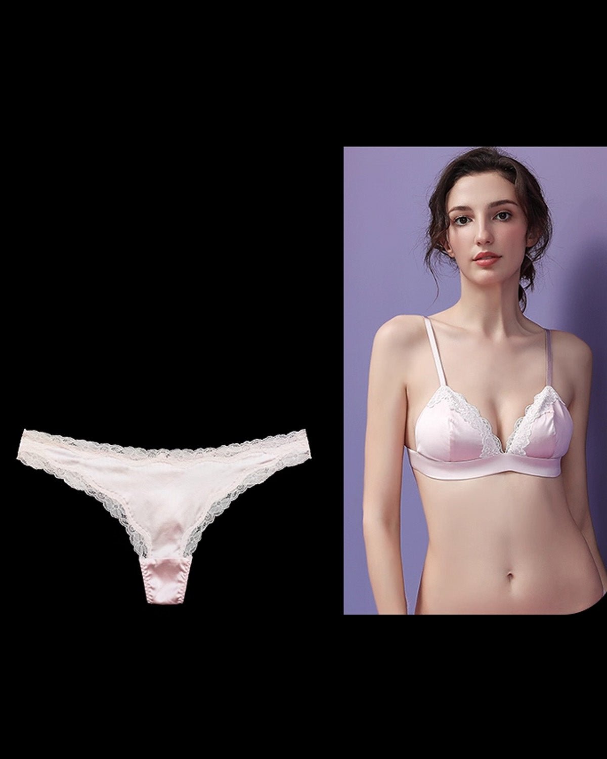 FEELITS SPA48 Low-Rise Silk Lace T-Back Thong – 93% Premium Mulberry Silk, No-Show & Breathable - FEELITS