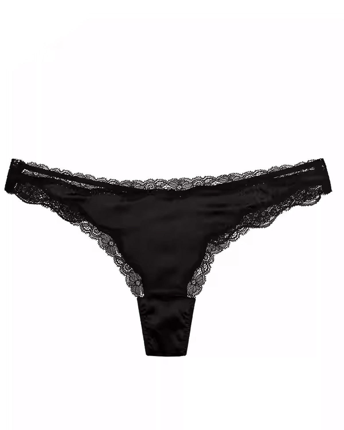 FEELITS SPA48 Low-Rise Silk Lace T-Back Thong – 93% Premium Mulberry Silk, No-Show & Breathable - FEELITS