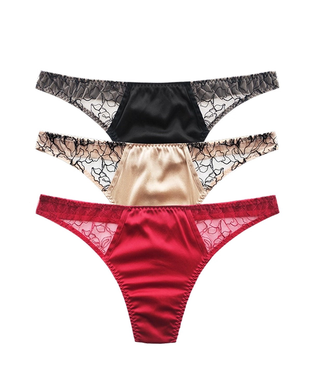 FEELITS SPA50 Mulberry Silk Lace T-Back Thong – Low-Rise, Seamless & No-Show Fit - FEELITS