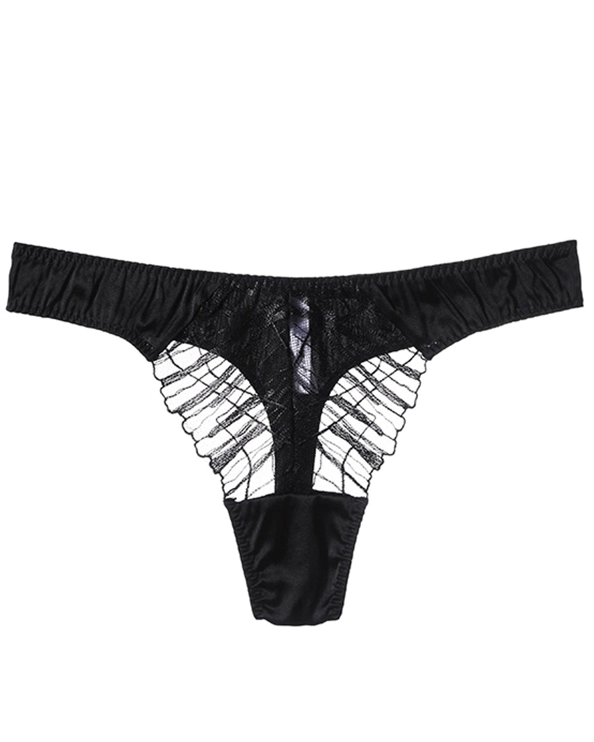 FEELITS SPA76 Mulberry Silk Lace T-Back Thong – Low-Rise, Seamless & No-Show Fit - FEELITS