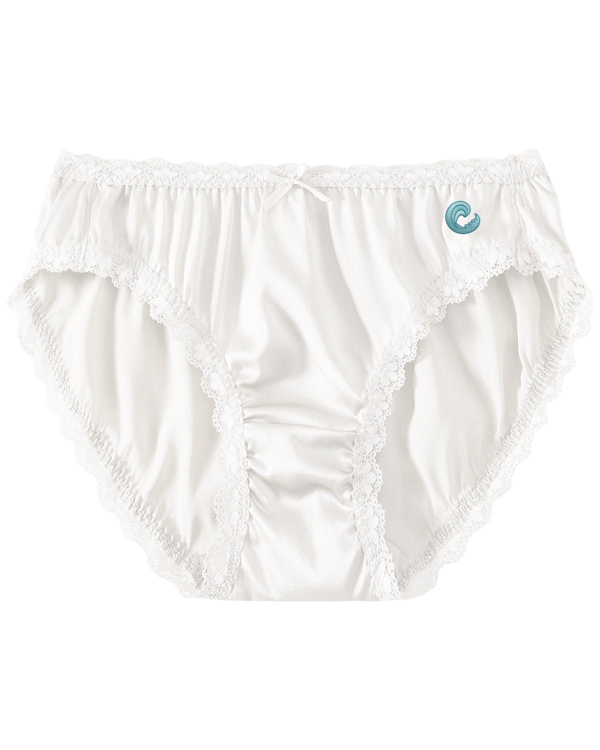 FEELITS KN18 Embroidered Mid - Rise Bikini Silk Panties – 100% 6A Mulberry Silk, Ocean - Inspired Motifs - FEELITS