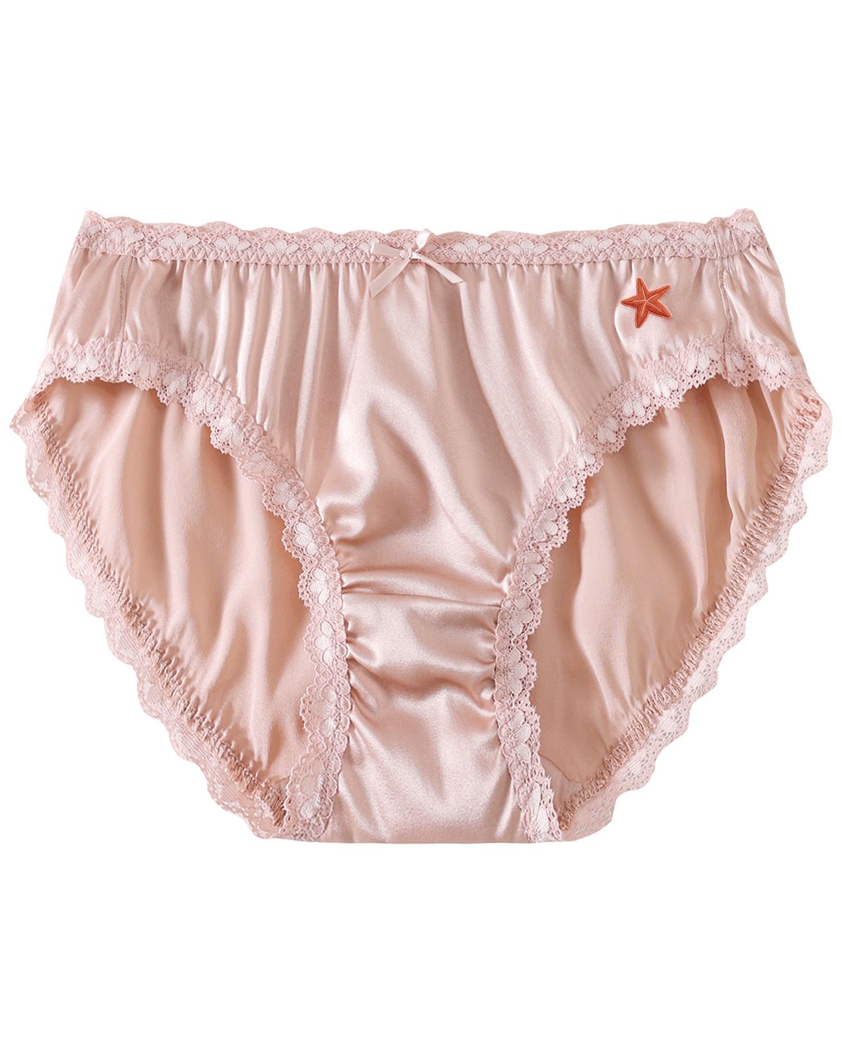 FEELITS KN18 Embroidered Mid - Rise Bikini Silk Panties – 100% 6A Mulberry Silk, Ocean - Inspired Motifs - FEELITS