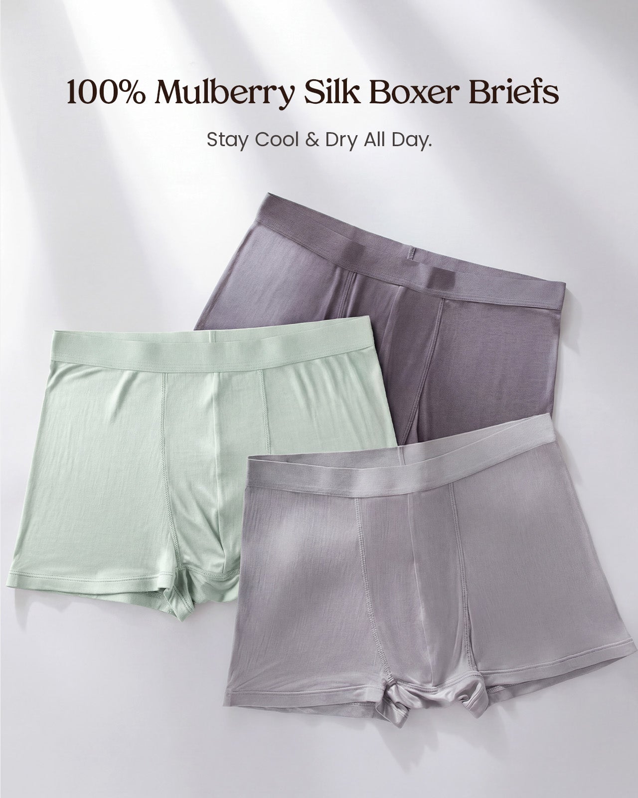 FEELITS KNM03 Men’s Mulberry Silk Boxer Briefs – 100% 6A Silk, Ultra-Soft & Breathable - FEELITS