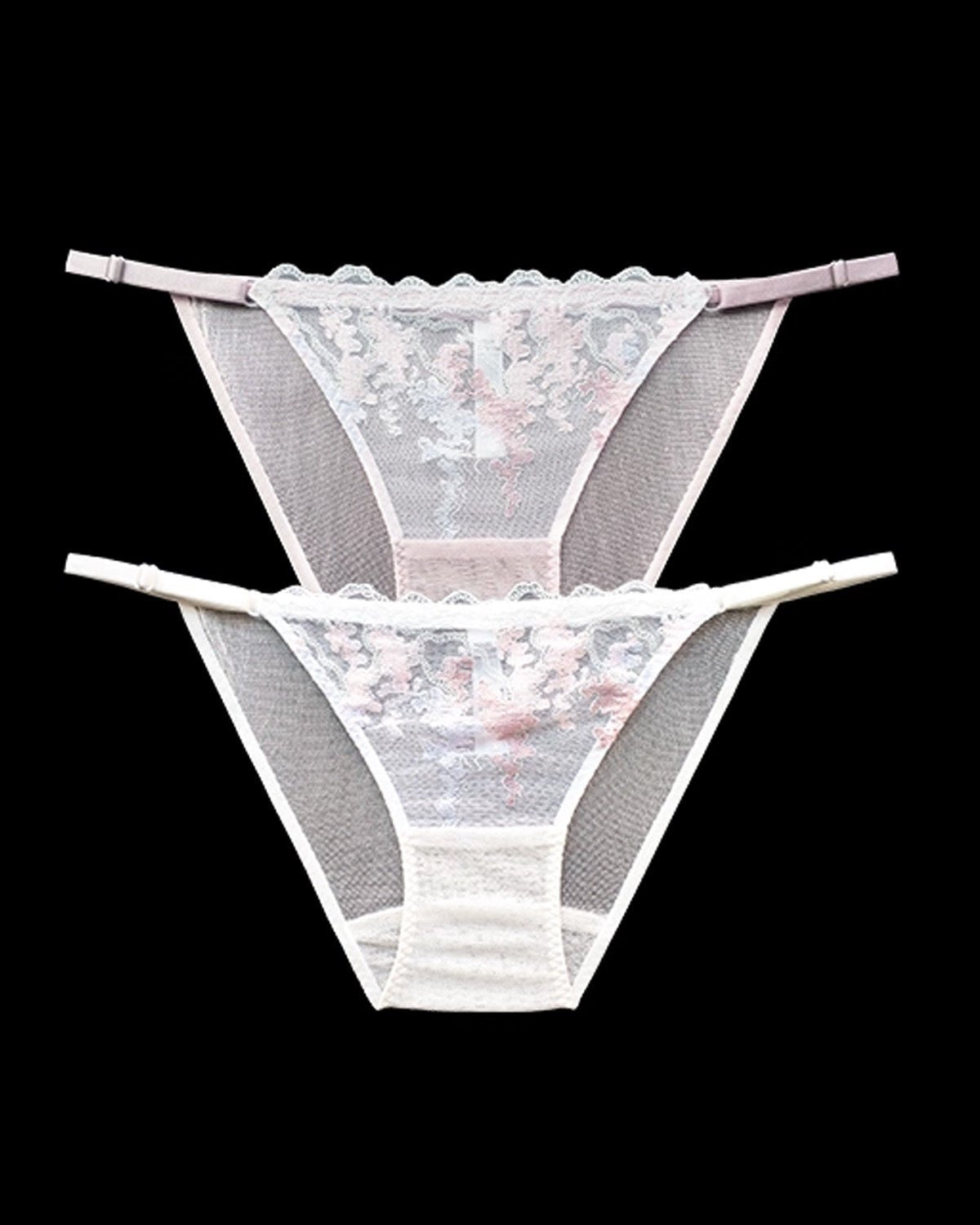 FEELITS SPA40 Mulberry Silk Lace Bikini Panties – Low-Rise & Adjustable Waist - FEELITS