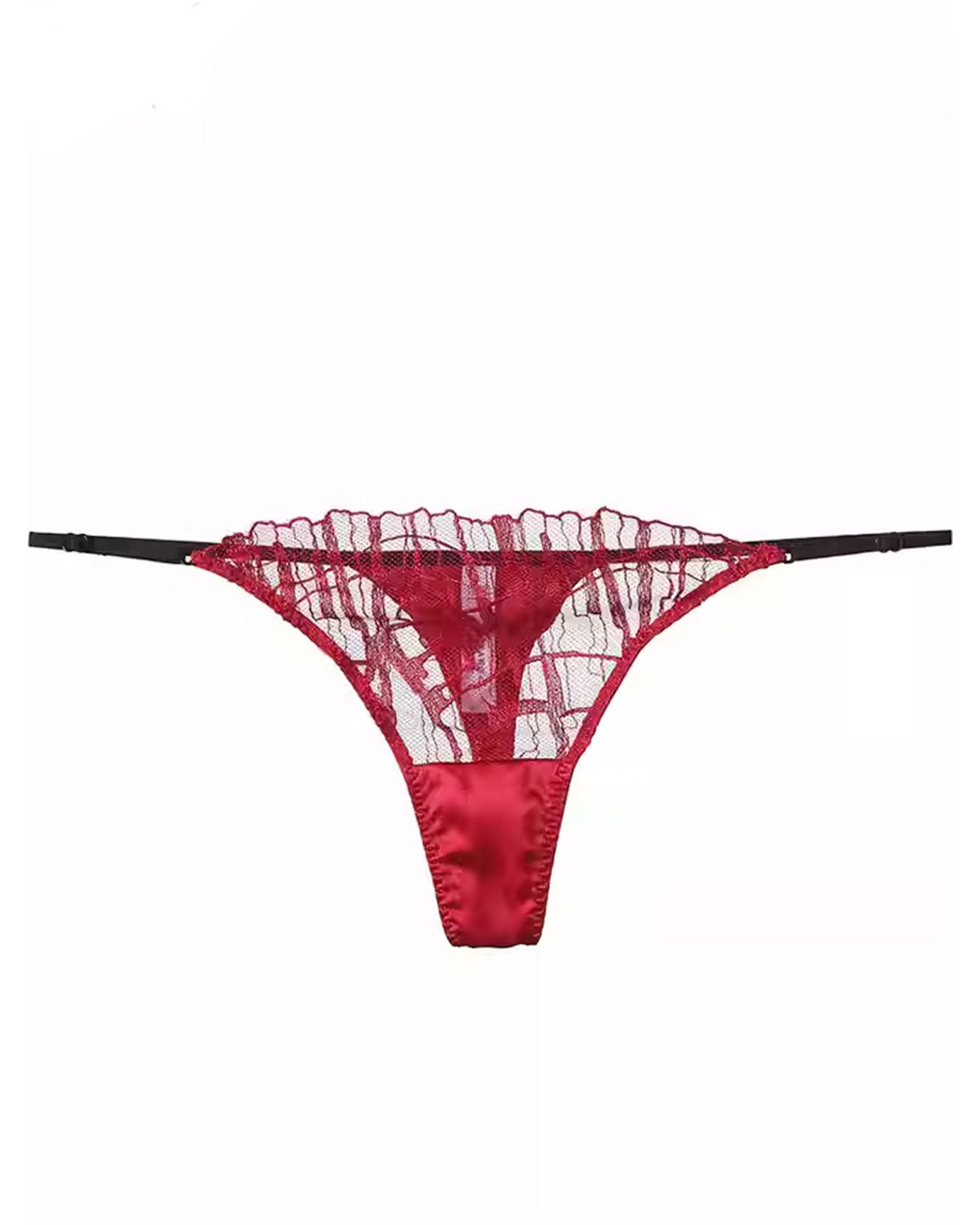 FEELITS SPA18 Mulberry Silk Lace Thong – Seamless Comfort, Low-Rise & Adjustable Fit - FEELITS