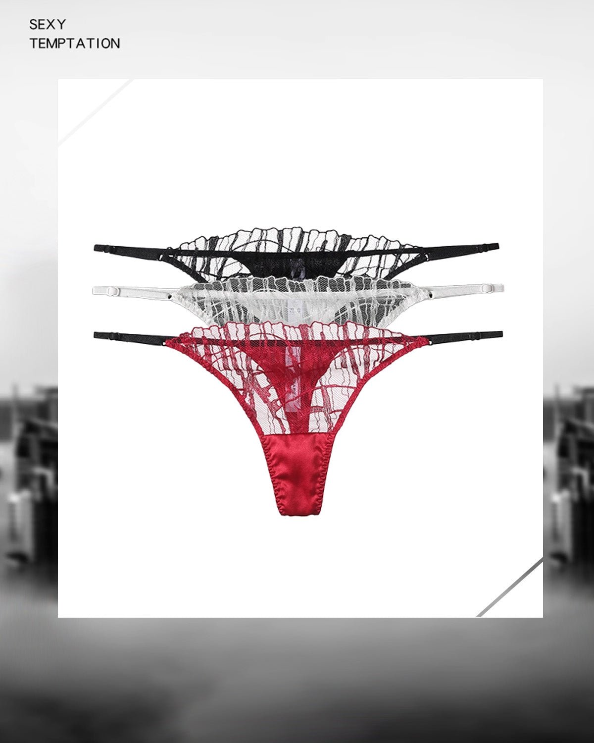 FEELITS SPA18 Mulberry Silk Lace Thong – Seamless Comfort, Low-Rise & Adjustable Fit - FEELITS