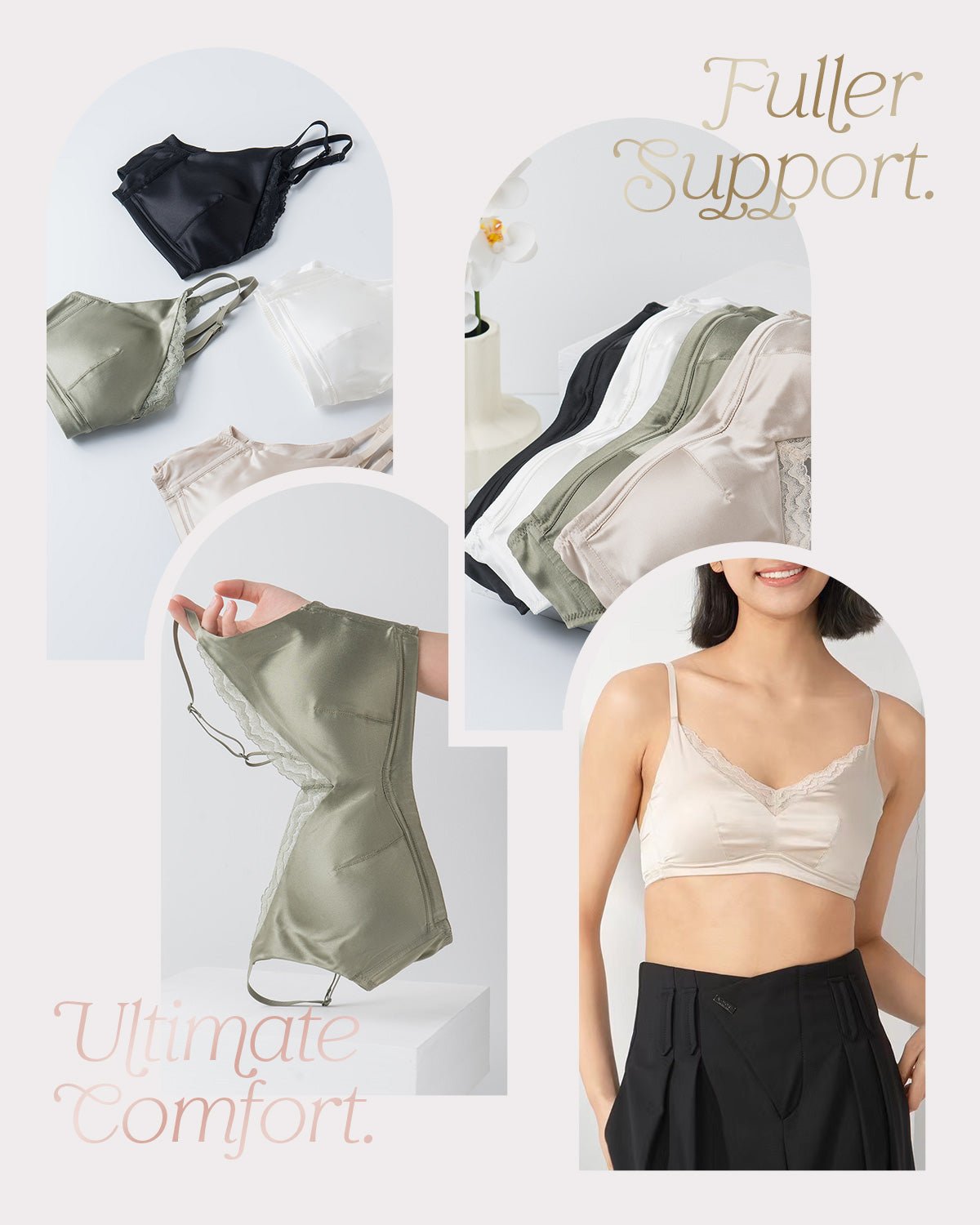 FEELITS BRA07 22 Momme Mulberry Silk Wire-Free Bralette – Full-Coverage Comfort & Adjustable Straps - FEELITS