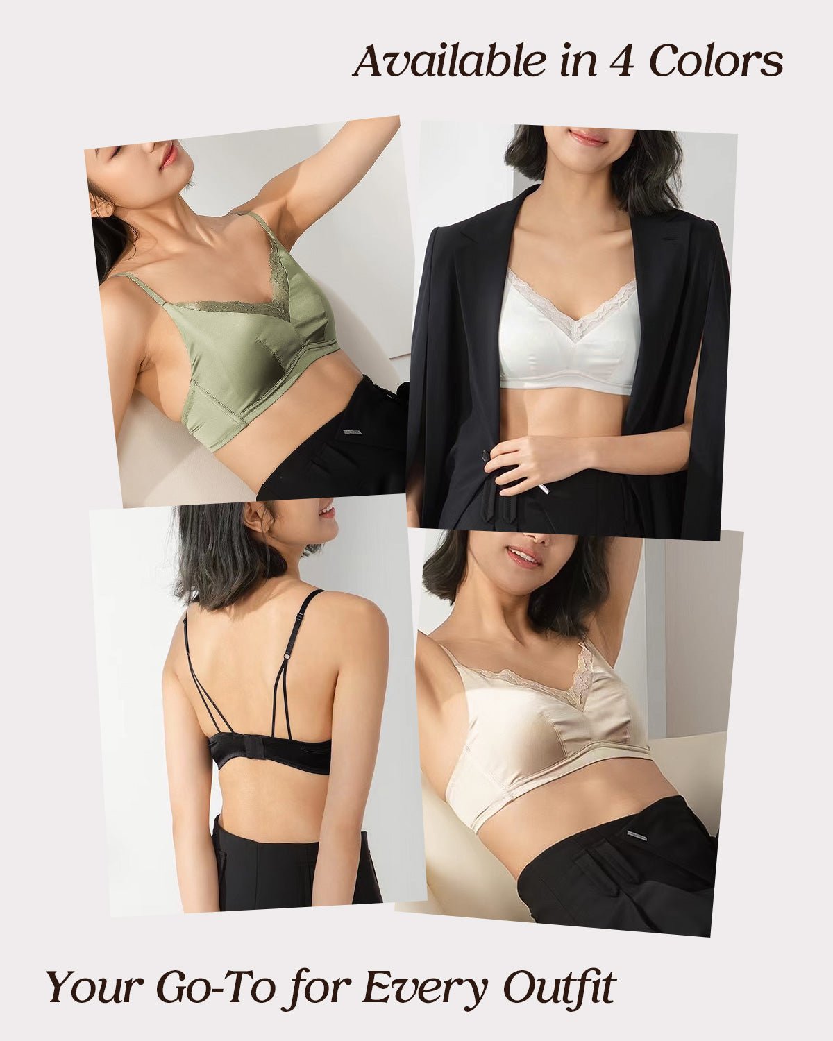 FEELITS BRA07 22 Momme Mulberry Silk Wire-Free Bralette – Full-Coverage Comfort & Adjustable Straps - FEELITS