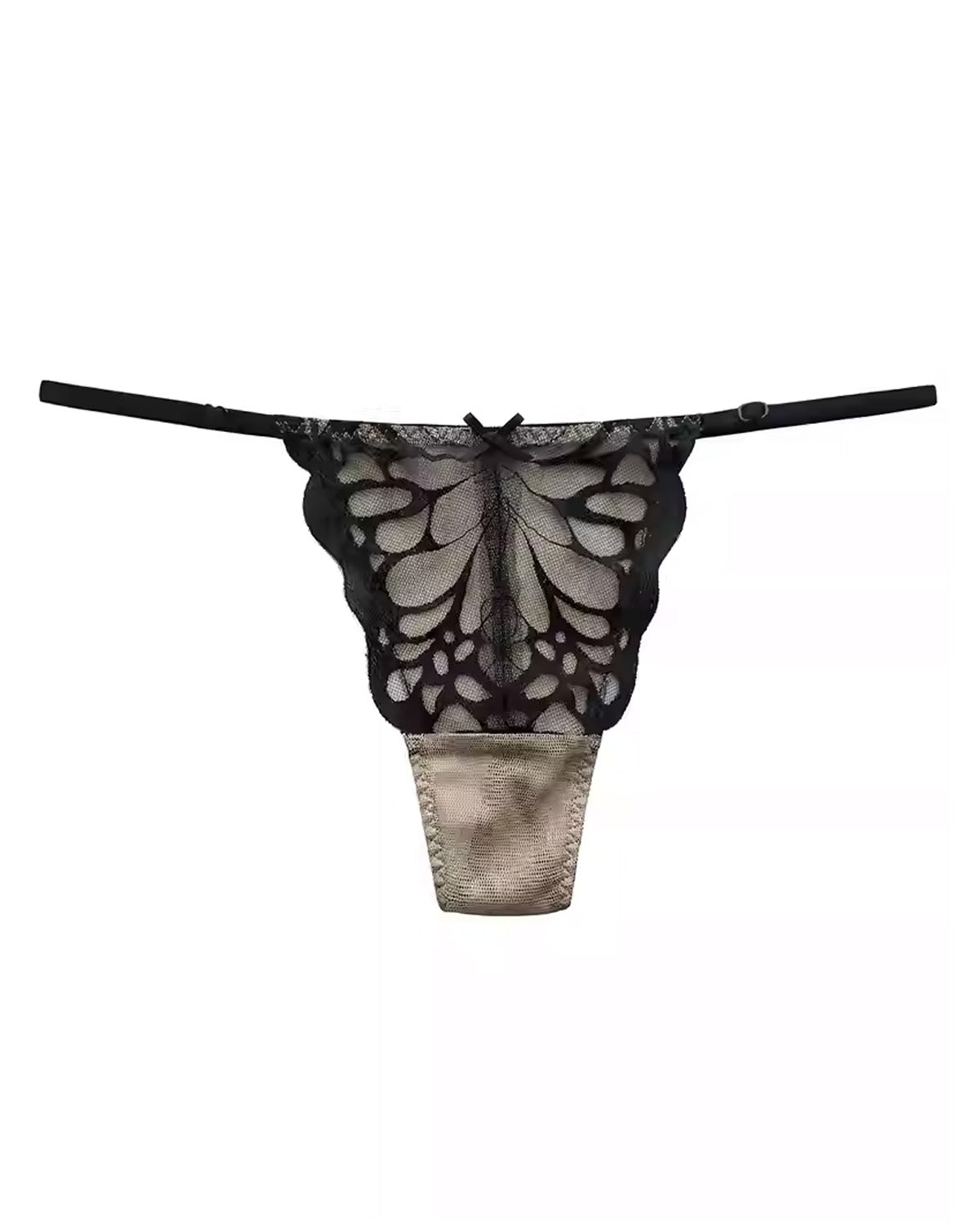 FEELITS SPA09 Butterfly Lace G-String Thong – 100% 6A Mulberry Silk, Sheer & Low-Rise - FEELITS