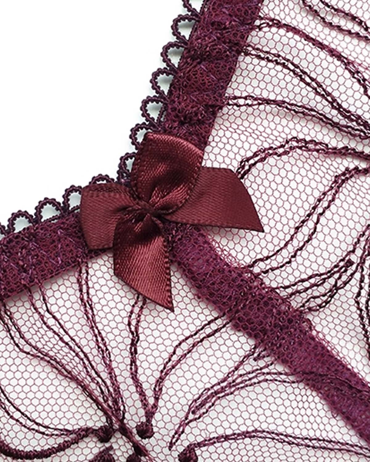 FEELITS SPA28 Embroidered Lace Sheer Thong – 93% Mulberry Silk, Low-Rise & Sensual Fit - FEELITS