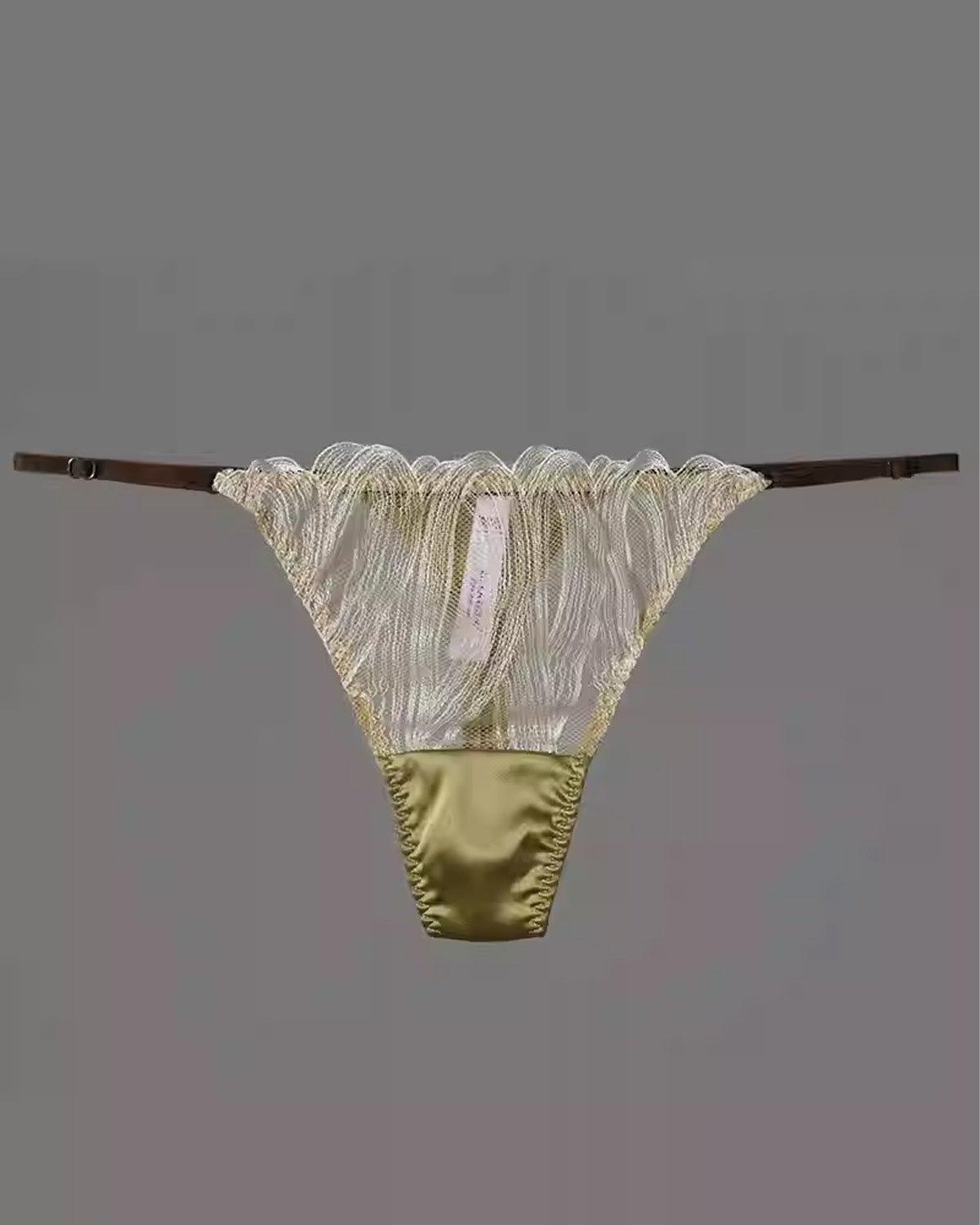 FEELITS SPA31 Mulberry Silk Embroidered Lace T-Back Thong – Low-Rise, Adjustable & No-Show Fit - FEELITS