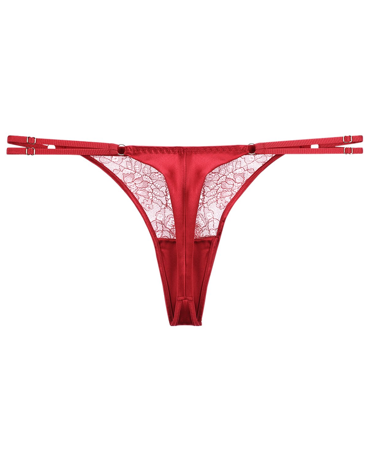 FEELITS TH05 Low-Rise Silk Lace T-Back Thong – 100% Mulberry Silk, Adjustable & No-Show - FEELITS