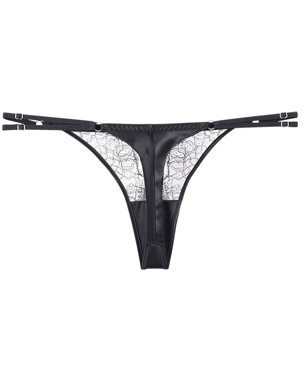 FEELITS TH05 Low-Rise Silk Lace T-Back Thong – 100% Mulberry Silk, Adjustable & No-Show - FEELITS