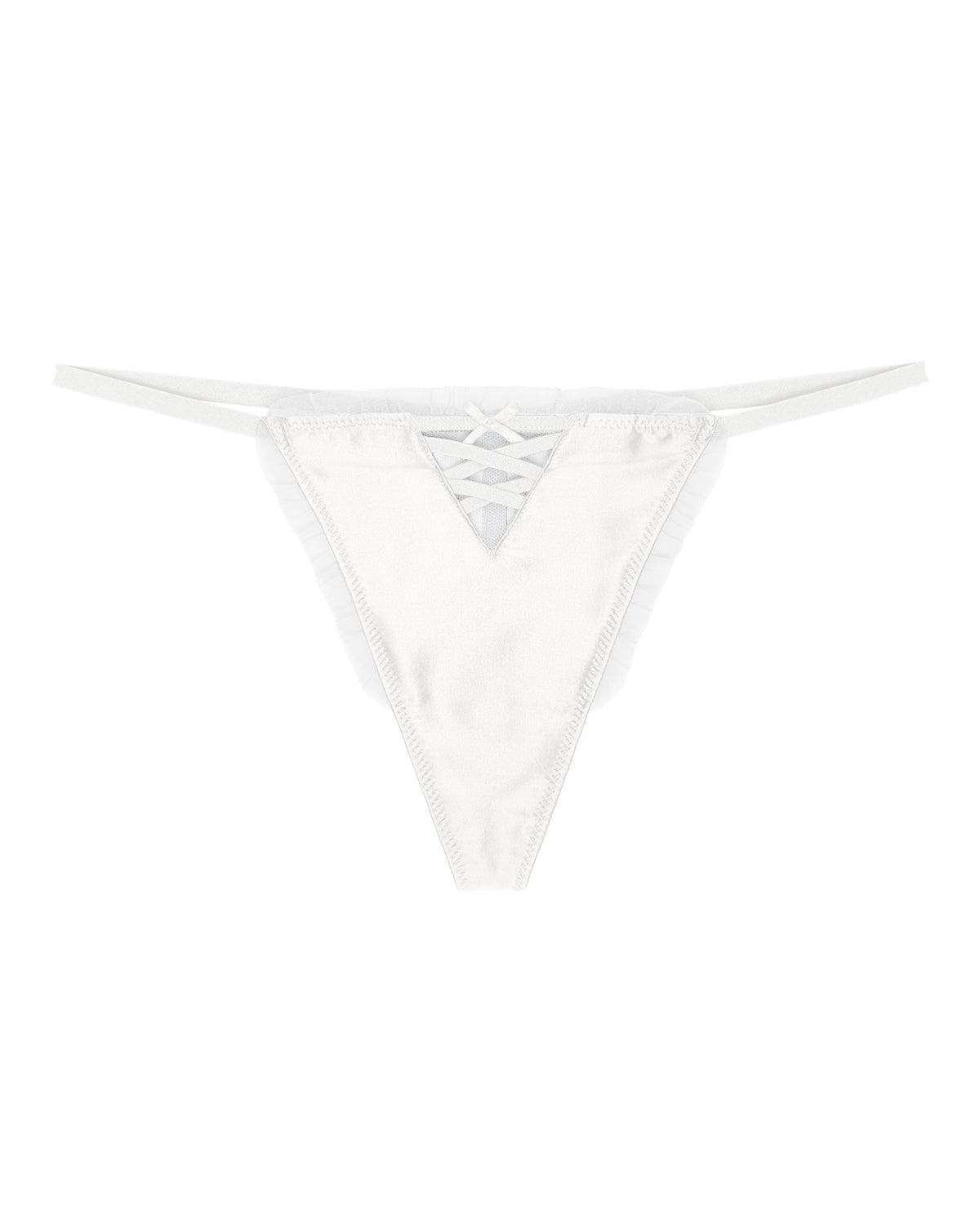FEELITS TH04 Silk Lace G-String Thong – 100% 6A Mulberry Silk, Adjustable & No-Show - FEELITS