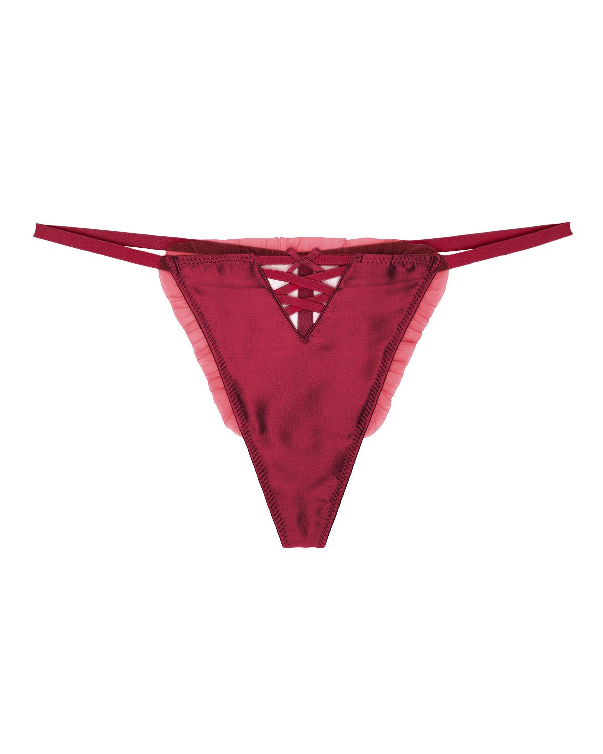 FEELITS TH04 Silk Lace G-String Thong – 100% 6A Mulberry Silk, Adjustable & No-Show - FEELITS