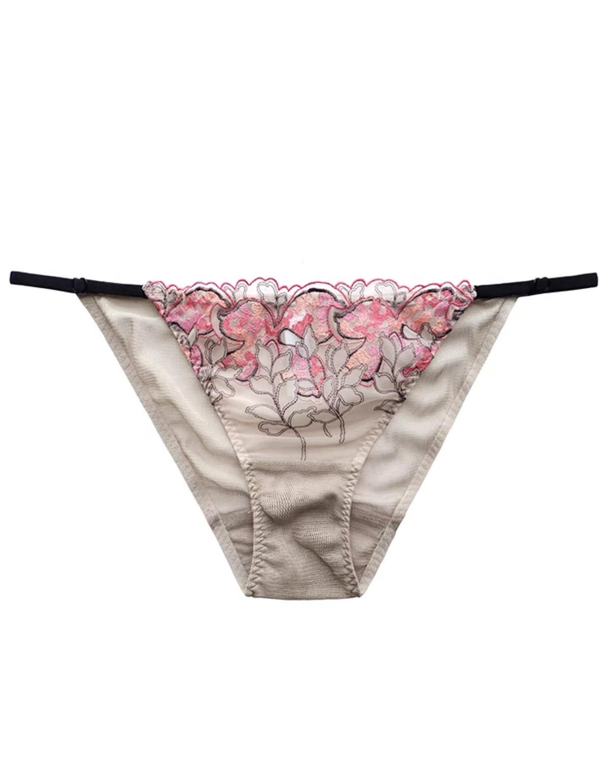 FEELITS SPA32 Mulberry Silk Sheer Lace Low-Rise Bikini Panties – Adjustable, No-Show & Feminine Fit - FEELITS