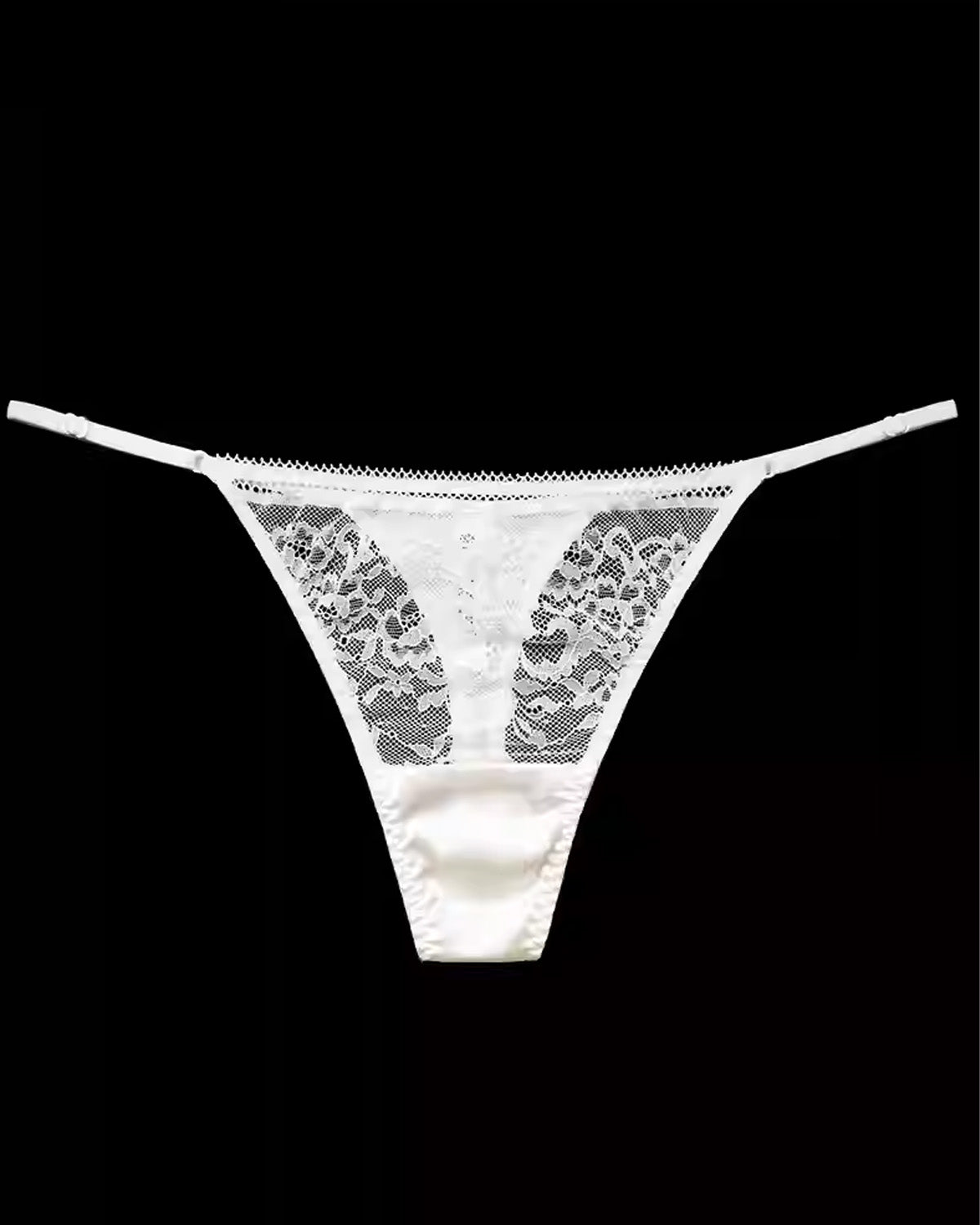 FEELITS SPA78 Mulberry Silk Sheer Lace T-Back Thong – Low-Rise, Adjustable & No-Show Fit - FEELITS