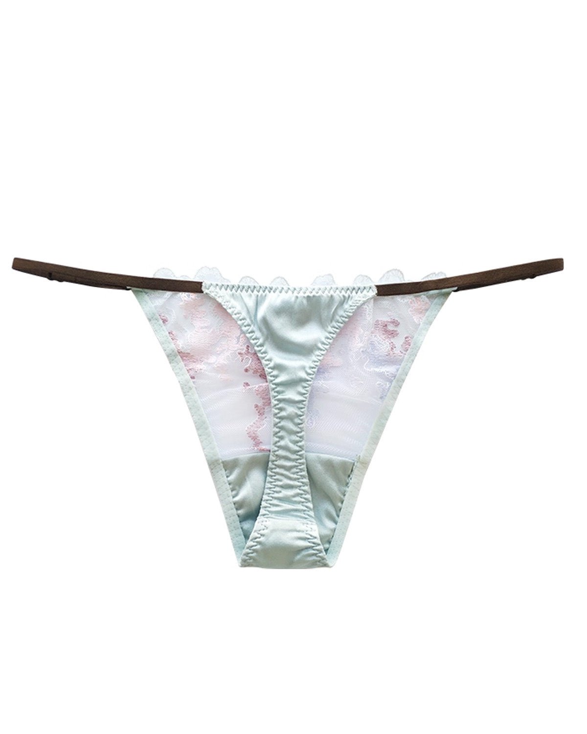 FEELITS SPA23 Sheer Lace T-Back Panties – 6A Mulberry Silk, Adjustable & No-Show - FEELITS
