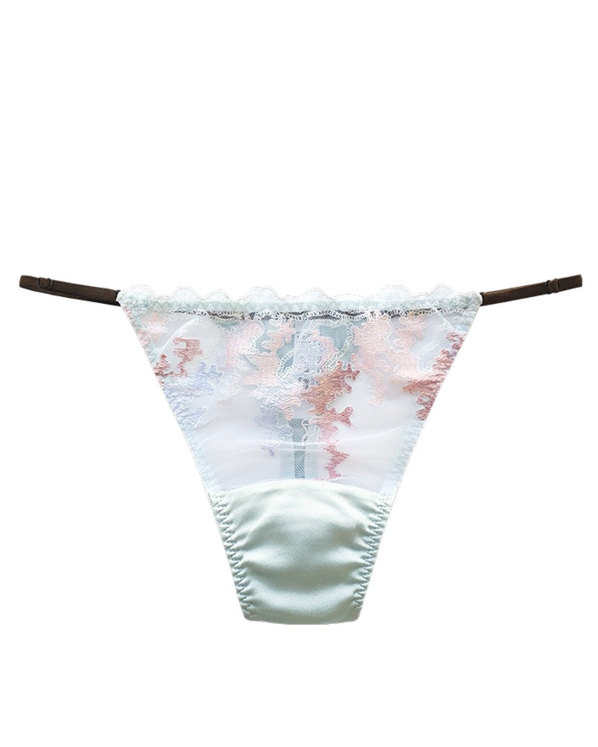 FEELITS SPA23 Sheer Lace T-Back Panties – 6A Mulberry Silk, Adjustable & No-Show - FEELITS