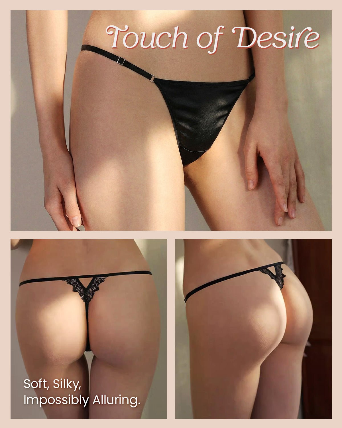 FEELITS TH10 Smooth Mid-Rise Silk T-Back Thong Panties – 100% 6A Mulberry Silk, No-Show & Breathable - FEELITS