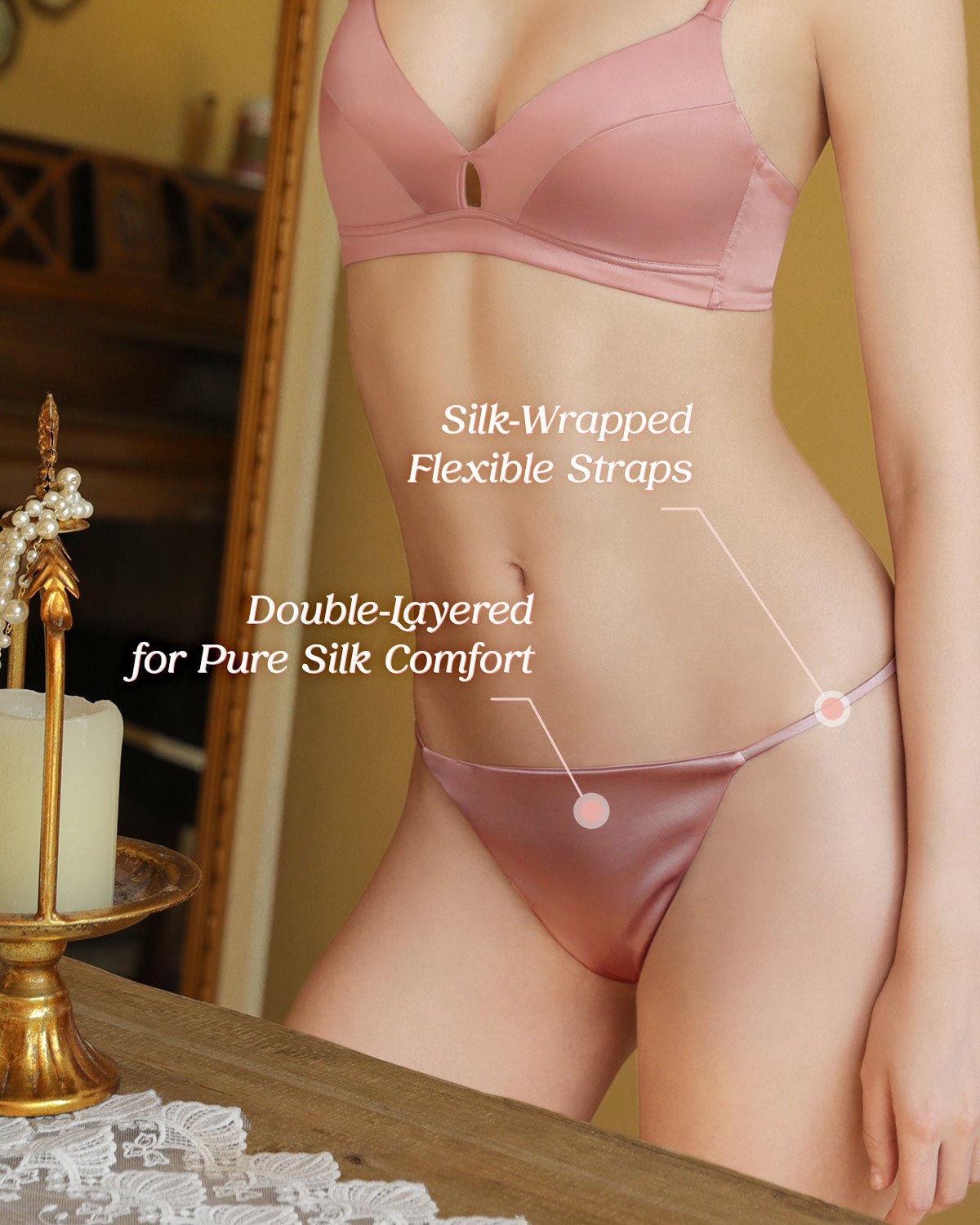 FEELITS TH06 Silk T-Back Thong Panties – 100% Mulberry Silk, Smooth & Breathable - FEELITS