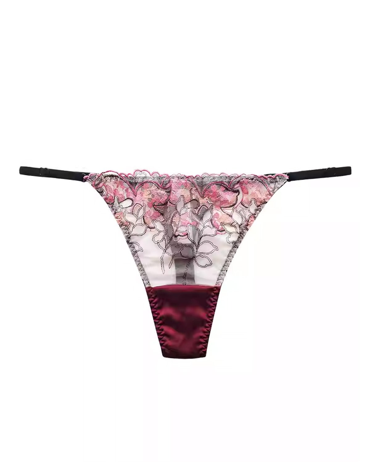 FEELITS SPA03 Sheer Lace G-String Thong – Adjustable Straps, Low-Rise & Silk Comfort - FEELITS