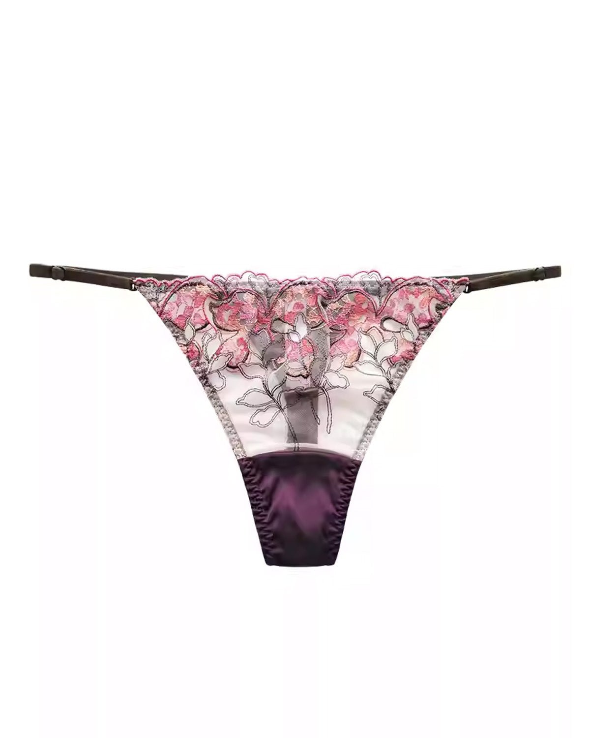 FEELITS SPA03 Sheer Lace G-String Thong – Adjustable Straps, Low-Rise & Silk Comfort - FEELITS