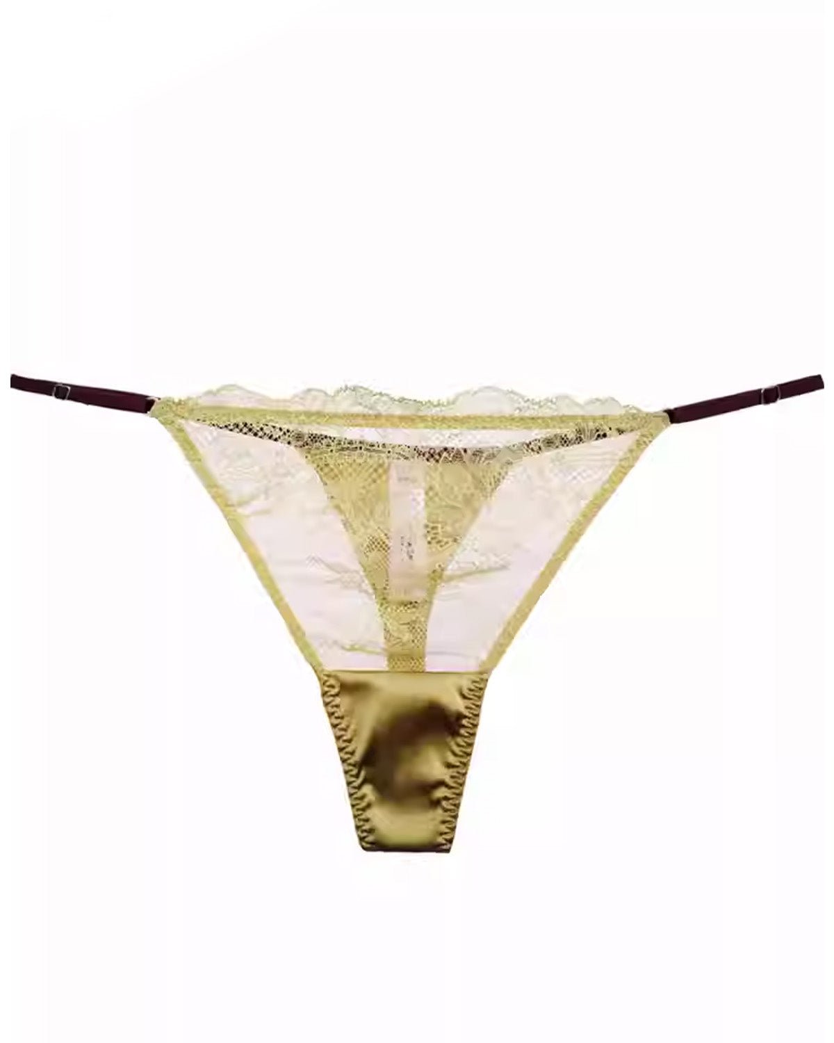 FEELITS SPA55 Mulberry Silk Adjustable T-Back Thong – Low-Rise, Lace Sheer & No-Show Fit - FEELITS
